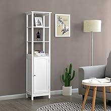 VASAGLE Hochschrank, Badezimmerschrank mit 3 offenen Fächern und