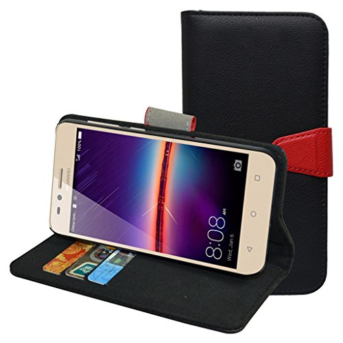 Huawei Y3 II Pro Custodia,Mama Mouth Portafoglio custodia in PU di cuoio pelle con supporto carte di credito in Piedi caso Case per Huawei Y3II Pro / Huawei Y3 2 Smartphone,Nero