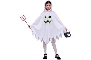 ZUCOS Costume di Halloween da Fantasma Bianco per Bambini con Sacchetto di Zucca