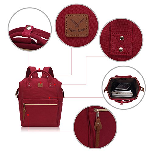 Veevan Damen Herren Retro Canvas Schule Rucksack 15,6 Laptop - 5