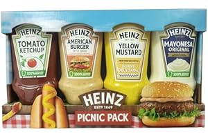 AZALA Pack de Salsas para Picnic, 4 Pack: Ketchup, Salsa para Hamburguesas, Salsa para Hot Dogs, Salsa para Queso
