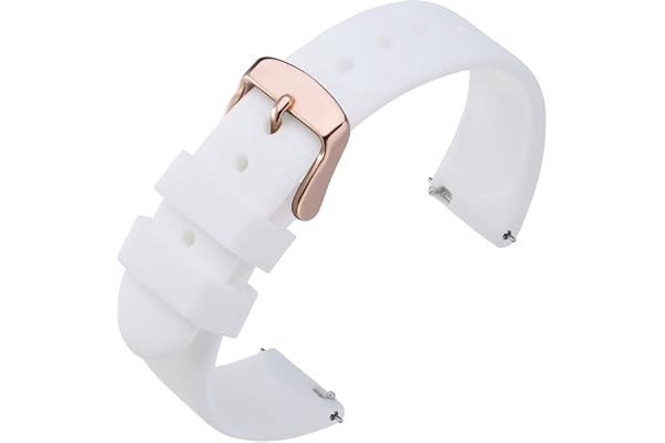 ANNEFIT Bracelets de Montres Silicone, Bracelet de Rechange en Caoutchouc à Dégagement Rapide 18mm 20mm 22mm, Boucle en Acier Inoxydable