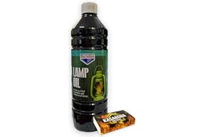 Bartoline Clear Lantern Torch and Lamp Oil 1L Indoor & Outdoor Use for Modern and Traditional Oil Lamps & Burning Torches - Pack Includes KasaBona Safety Matches (1 Pack)
