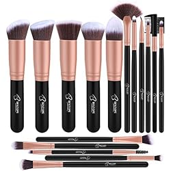 Set de brochas de maquillaje profesional BESTOPE 16 piezas Pinceles de maquillaje Set Premium Synthetic Foundation Brush Blending Face Powder Blush Concealers Kit de pinceles (Rose Golden)