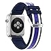 Price comparison product image For Apple Watch Strap 38mm AISPORTS iWatch Straps 38mm Silicone Smart Watch Band Replacement Strap with Stainless Steel Bracelet Buckle Clasp Wrist Band for 38mm Apple Watch Series 3/2/1 Sport Edition