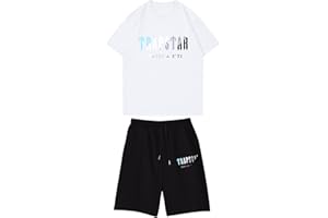 BFTHWY Trapstar - Maglietta 2 pezzi, motivo Trapstar e pantaloncini da uomo, con logo stampato Trapstar, a maniche corte, unisex, in cotone, taglie S-2