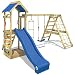 Produktbild WICKEY Spielturm StarFlyer Kletterturm mit Schaukel Kletteranbau Rutsche Sandkasten und komplettem Zubehörset, blaue Rutsche + blaue Dachplane