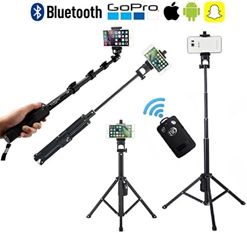 Bluetooth Selfie Stick Rod 30-128cm with Remote Control, 360 Degree Rotation, HD Photo / Video / Vlog Kit iPhone, GoPro, Samsung or Camera + FREE Bluetooth remote control / remote trigger Selfie Equipment for IOS device iPhone 6s / 6 / 6plus / 7 and Android devices like Samsung Galaxy S7 etc