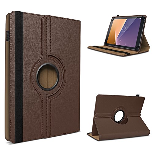 Vodafone Tab Prime 6 / 7 robuste Tablet-Schutz-Hülle aus hochwertigem Kunstleder Tasche mit Standfunktion 360° drehbar Universal-Cover-Case kombiniert Schutz und Design von UC-Express®, Farben:Braun