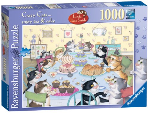 Ravensburger Crazy Cats - Enjoy Tea and Cake 1000pc Jigsaw Puzzle