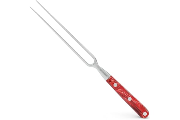 Giesser depuis 1776 - fabriqué en Allemagne - fourchette à découper 21 cm Diamant rouge, PremiumCut Fork No 1, fourchette à viande, acrylique, rouge, inoxydable, couteau à griller allemand tranchant