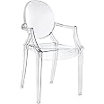 LANNY Casper Modern Acrylic Stacking Kitchen and Dining Room Chair in Clear - Fully Assembled (Arm Chair)
