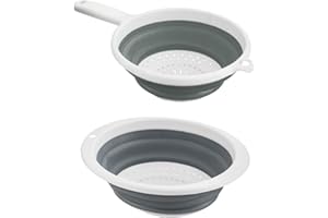 HOMESHOPA.COM HOMESHOPA 2Pcs Collapsible Sieve with Handle & Colander Food Strainer, Food Grade Silicone Drain Basket for Draining Pasta, Fruits, Vegetable, Space-Saving & BPA Free