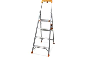 KELI FRANCE K•LUTECH - Escalera Plegable, Escalera Tijera, Peldaño, Fabricada en Aluminio, Calidad Profesional, Asa de Transporte Confortable, Portaherramientas ABS (Trabajo a 2,7m)