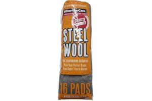 Steel Wool Grade 000 Martin Cox 16 Steel Wire Wool Pads for Cleaning, Finishing and Polishing Metal, Wood and Automotive Bodywork