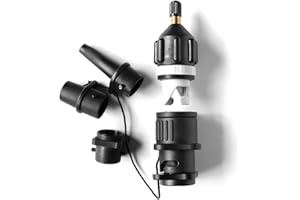 COTTILE Nadmuchiwany adapter do wentyli Schrader, 1 szt., adapter do wentyli Surf Paddle, 4 x dysza gazowa do pontonów (czarny)