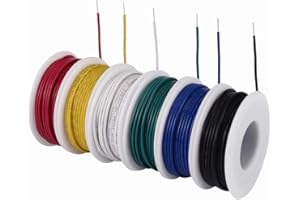 TUOFENG Set de cable macizo calibre 24 AWG. 6 bobinas de 9 de colores diferentes. Set de cables de conexión normalmente utilizados como cables puente
