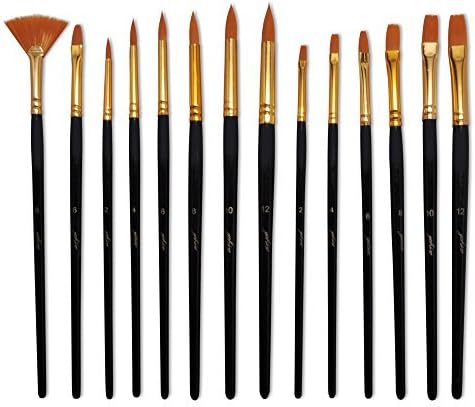 yohino Multi Purpose Paint Brush Set (14 Piece Set), Use For Acrylic, Oil, Watercolor