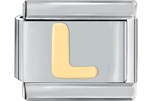 papasgix Italian Charms Gold Letter A-Z Italian Modular Charm Bracelet Link 10mm*9mm Module Handmade Bracelet Links for Woman Man Detachable Personalized Bracelet