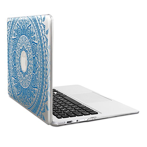 kwmobile Crystal Hülle für Apple MacBook Air 13" (ab Mitte 2011) Hard Case - dünne durchsichtige transparente Schutzhülle Cover Tasche Indische Sonne Design Dunkelblau Transparent