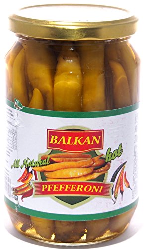 Preisvergleich Produktbild Balkan - Eingelegte scharfe Pepperoni - Pfefferoni - Biberiye (620g Netto)