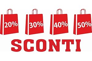STICK-UP Vetrofanie SALDI SCONTI - BUSTE SCONTI 20% 30% 40% 50% - DIMENSIONI 58X125 CM - Decorazioni saldi sconti - fuori tutto, saldi vetrine negozi, stickers (Rosso)