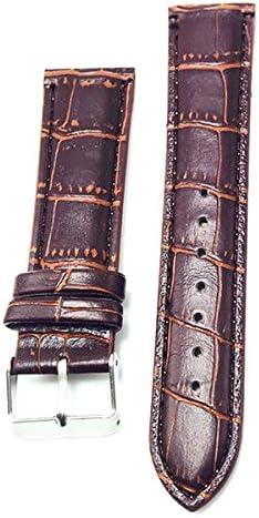 LONGQI WATCH Leather Watchband with Bamboo Pattern Replacement Watch Strap for Wrist Watches