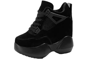 XIGUAK Sneakers Alte da Donna Traspiranti con Zeppe da 12 Cm Stivaletti Punta Tonda Escursionismo Scarpe da Passeggio Sneakers Casual con Lacci