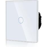 BSEED Touch Switch Wall Light, Glass Panel with Pilot Light, Without Wifi Function, 1 Gang 1 Way, 86 mm White