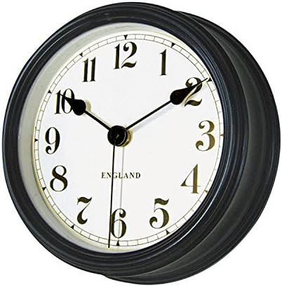Metal Hanging Room Wall Clock England Quartz Time Non Ticking Silent Sweeping Seconds 18cm Display (Black)