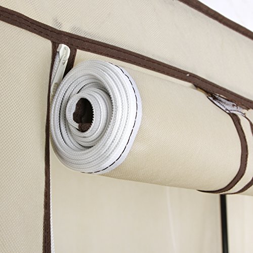 Songmics XXL 175 x 150 x 45 cm Kleiderschrank Faltschrank Drei hochrollbare Türen Campingschrank Beige LSF03M - 6