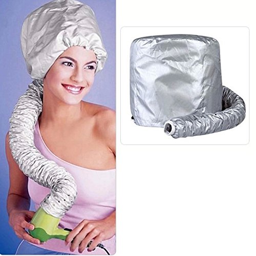Tinksky Portable Safe Women Hair Dryer Soft Bonnet Hood Attachment Haircare Salon Hairdressing Hat Cap (Silver)