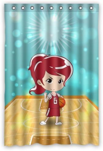 LESIF 60" x 72"Inches Shower Curtain - Cute Cartoon Basketball Player Girl Shower Curtain