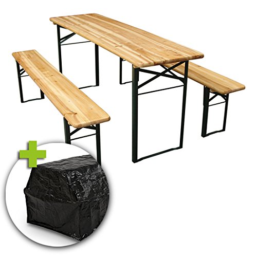 Preisvergleich Produktbild Robuste 3-Teilige Bierzeltgarnitur, Festzeltgarnitur inkl.Abdeckhaube