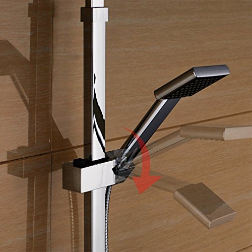 Auralum Edelstahl Duschset Brausegarnitur mit Thermostat – Duschstange + Handbrause + Überkopfbrause(20x20CM) + 150CM Metall-Duschschlauch - 6