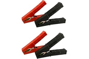 TOPXIAOBAO 4 Pack 200A Jump Lead Clamps Heavy Duty Pure Copper Crocodile Clamps Battery Clips Crocodile Grips Alligator Clamps with Insulating Sheath for Car Charging Cable (2 Pcs Red + 2 Pcs Black)