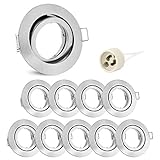 led spot edelstahl gebürstet Einbaurahmen Set rund schwenkbar Edelstahl Optik für GU10 oder MR16 Leuchtmittel - Geeignet für Decken- oder Wandmontage