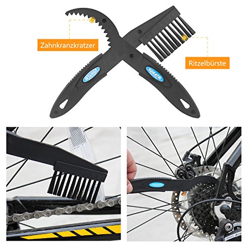 YaFex Fahrrad Kettenreiniger Fahrrad Kettenreinigungsgerät Bike Chain Cleaner Set Ritzelbürste Zahnkranzkratzer Blau - 4