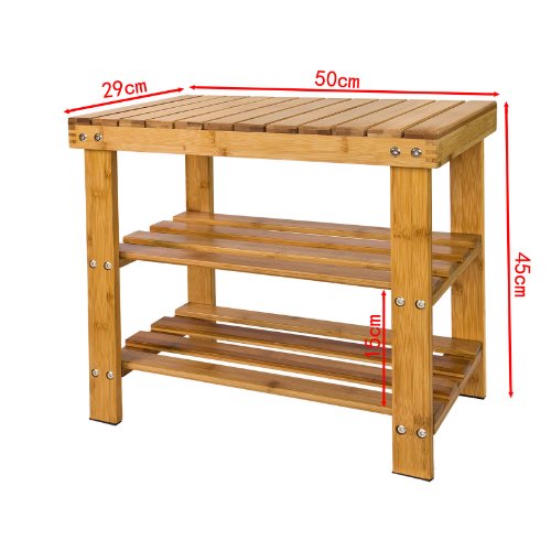 SoBuy® Schuhregal, Sitzbank, Schuhbank aus hochwertigem Bambus mit 2 Jahren Garantie, B50cm FSR02-K-N - 5