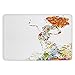 Produktbild Bathroom Bath Rug Kitchen Floor Mat Carpet,Floral,Summer Lady Silhouette in Blooms Swirls Inspirational Vivid Tones Feminine Design Decorative,Multicolor,Flannel Microfiber Non-slip Soft Absorbent