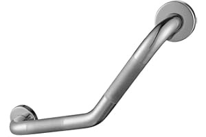 Kibath 471541 Asa de Seguridad Antideslizante en Z de Acero Inoxidable 304. Acabado Cromo Brillo y embellecedores para Ocultar los Tornillos, 6 Puntos de Anclaje