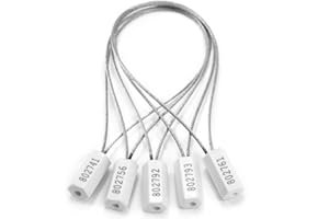 COCOLELE 50pcsNumbered Security Cable Seals Tamper Proof Steel Wire Cable Tags Pull-Tite Trailer Seals Cable Ties-Strap(White)