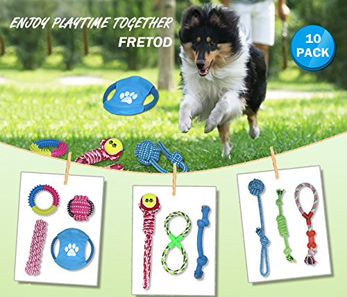 Pet-Dog-Rope-Toy-for-Small-to-Medium-Dogs-Set-of-10-Variety-Training-Toy-Gift-Set-for-Puppy-Doggie-Teeth-Cleaning-Assortment-of-Tassels-Tug-Rope-Chew-Cutton-Ball-Rubber-Dental-Toy