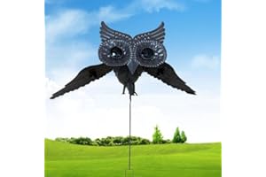 GINGER TECH Flying Owl Garden Stake, Owl Wind Spinners Kinetic Owl, Large Rocking Animals with Flapping Wings Garden Stakes, Metal Simulation Bird for Outdoor, Yard, Decor, Ornament (Flying Owl)
