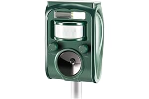 Famisym Cat Repellent Ultrasonic Fox Repeller Solar Battery Operated Animal Cat Deterrents Scarer for Gardens, Waterproof Outdoor with Ground