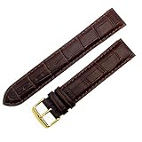 , XXL gepolsterte Croc Getreide echtes Leder Uhrenarmband Band 20 mm Braun vergoldet (Gold Farbe) Schnalle