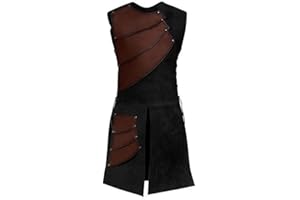 HUATENG Traje de Caballero Medieval sin Mangas, Chaleco de Encaje Lateral, decoración de Estilo gótico, Chaleco a Juego.