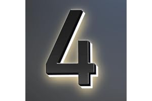KYHATS Números De Casa, Números De Dirección LED Retroiluminados, Números De Casa Iluminados Modernos, Números De Casa Iluminados Para Exteriores.,4