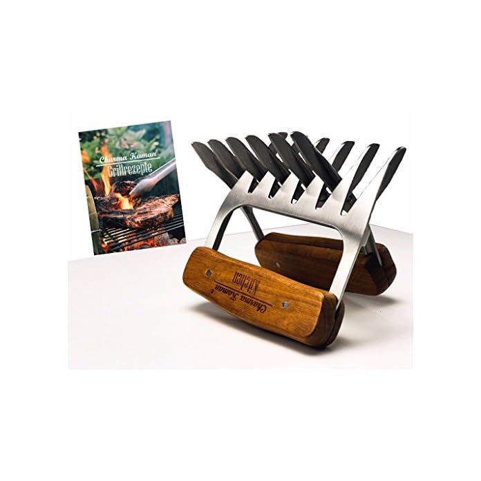 Charma Kaman Lifestyle Zwei Fleisch Krallen Kostenloses Rezeptbuch Edelstahl Pulled Pork Krallen Grizzly Paws Shredder Claws Mit Wooden Handle Fleischgabeln Brentatzen Fleisch Klauen Mit Holzgriff Fr