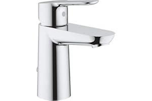 Grohe, BauEdge, Grifo de Lavabo monomando para instalación en un solo agujero, Altura estándar, Con sistema de Ahorro de Agua, Cadena retráctil (Ref 23329000)